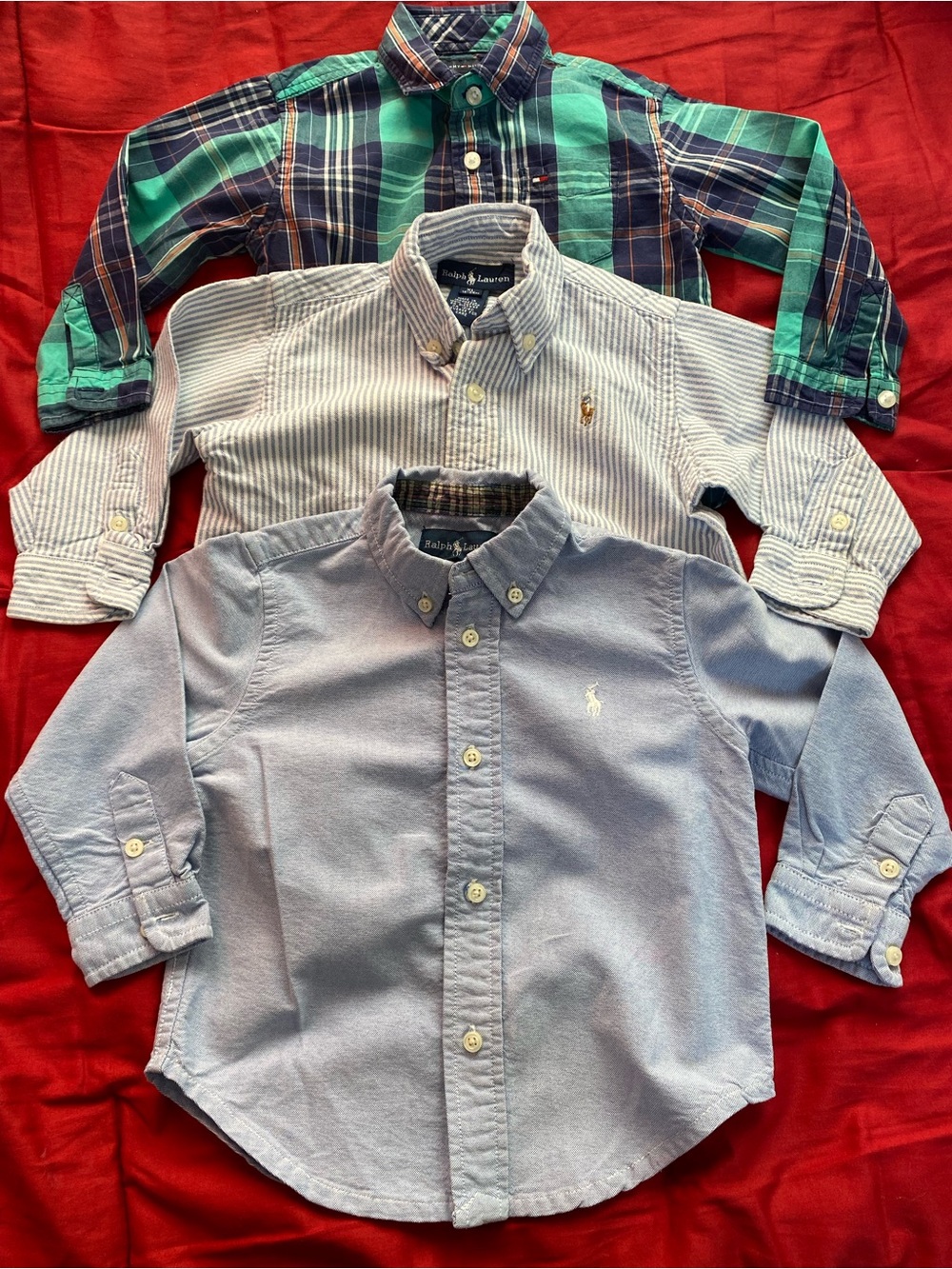 Ralph Lauren Boys' Light Blue Oxford Button-Down & Tommy Hilfiger Plaid Shirts